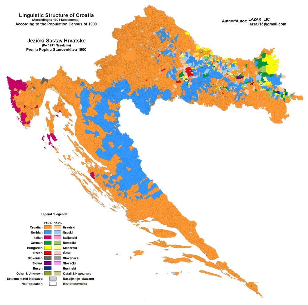 χάρτης της εθνοτικής χάρτης της κροατίας