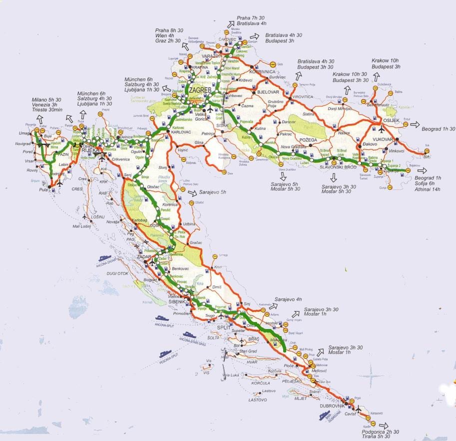 χάρτης της κροατίας ταξίδι