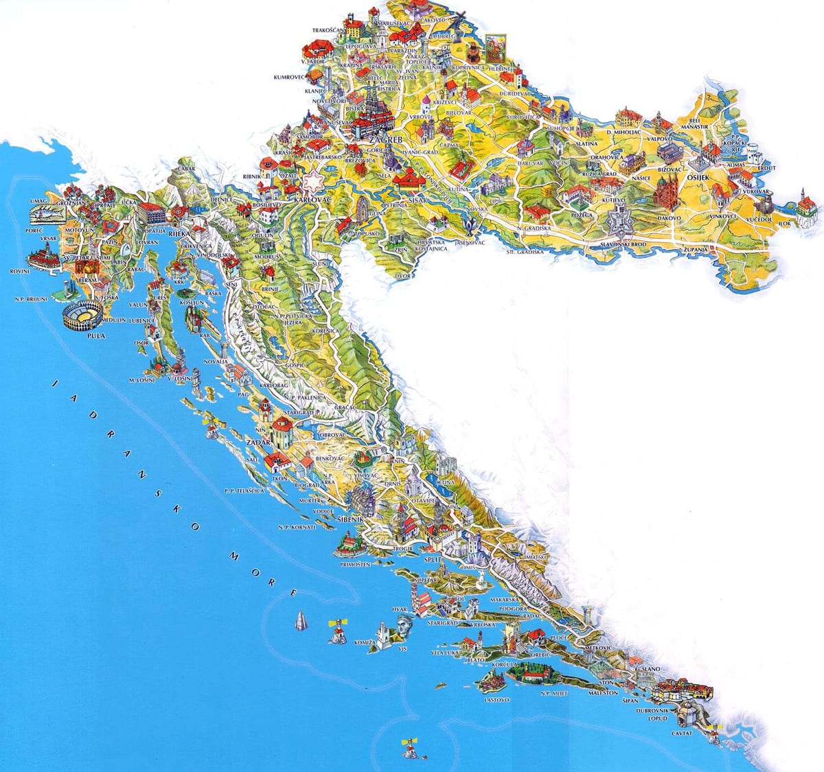 η κροατία αξιοθέατα χάρτης