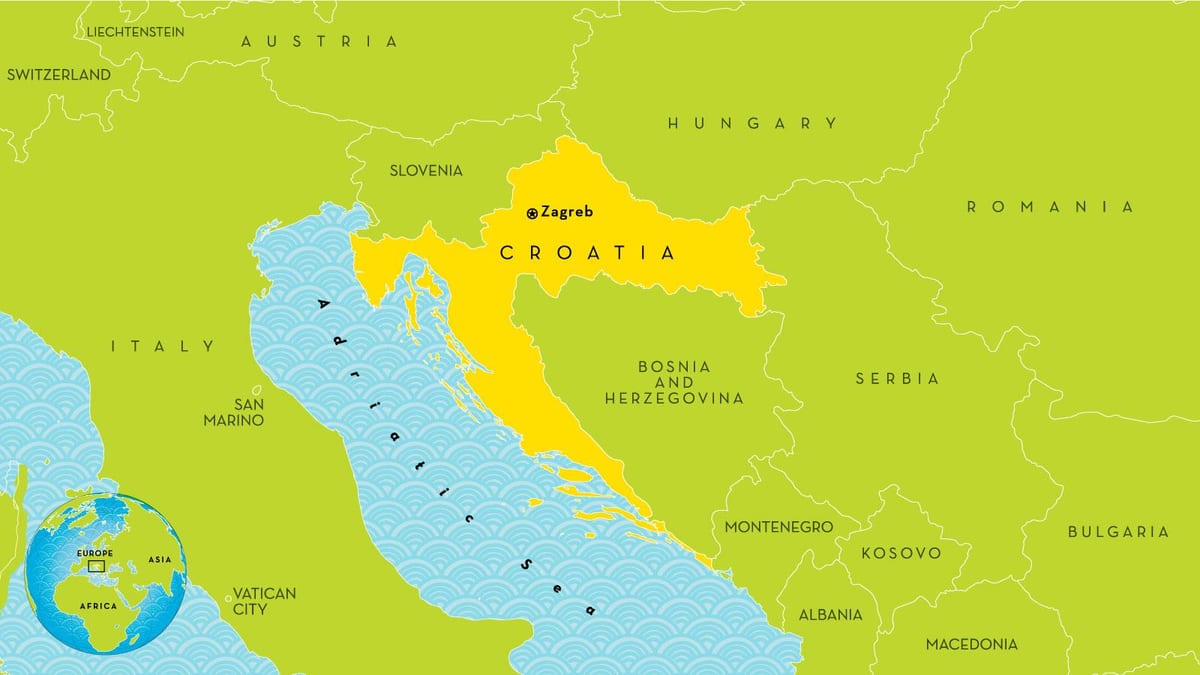 χάρτης των χωρών κοντά σε κροατία