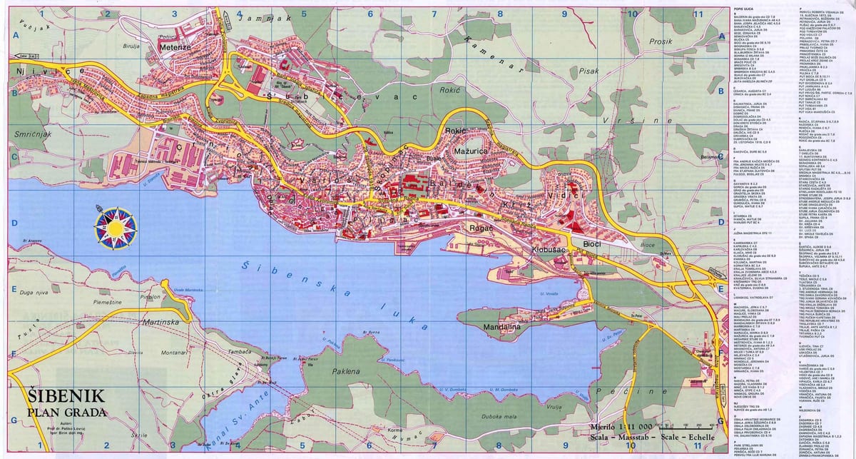χάρτης της σίμπενικ της κροατίας