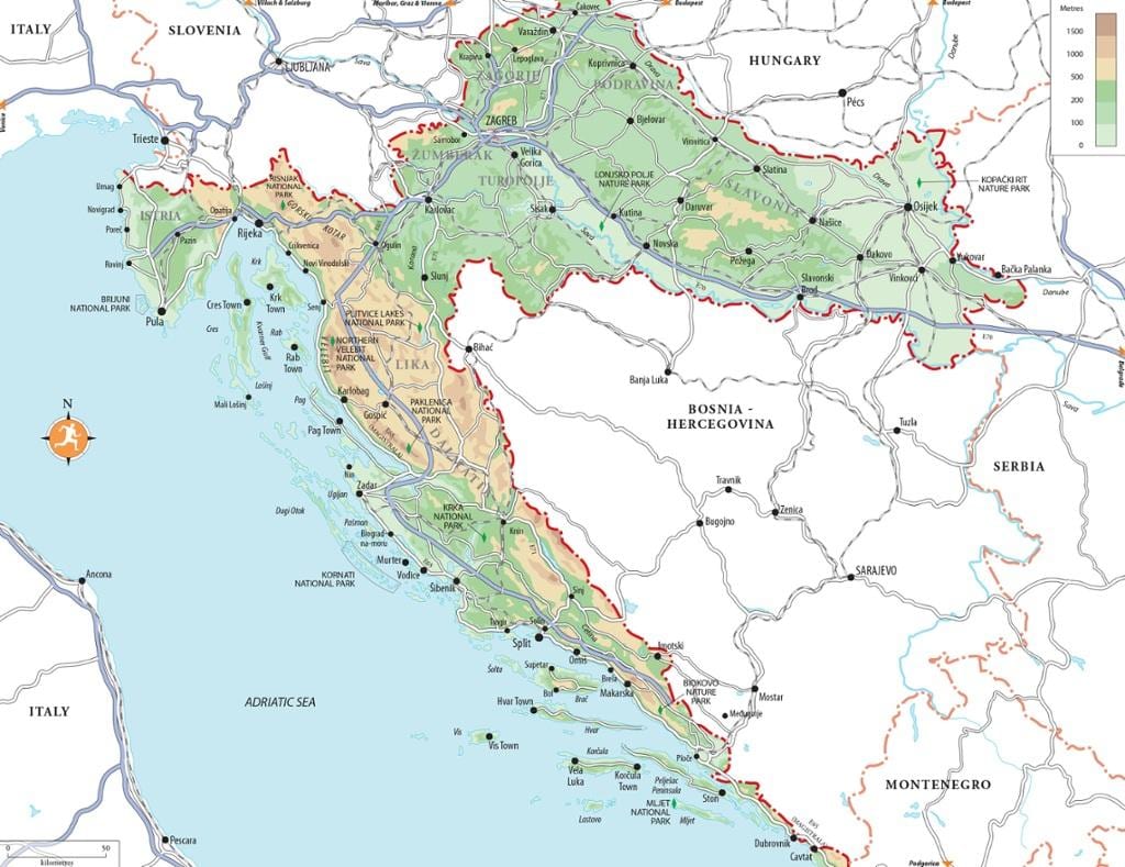 η κροατία θέρετρα διακοπών χάρτης