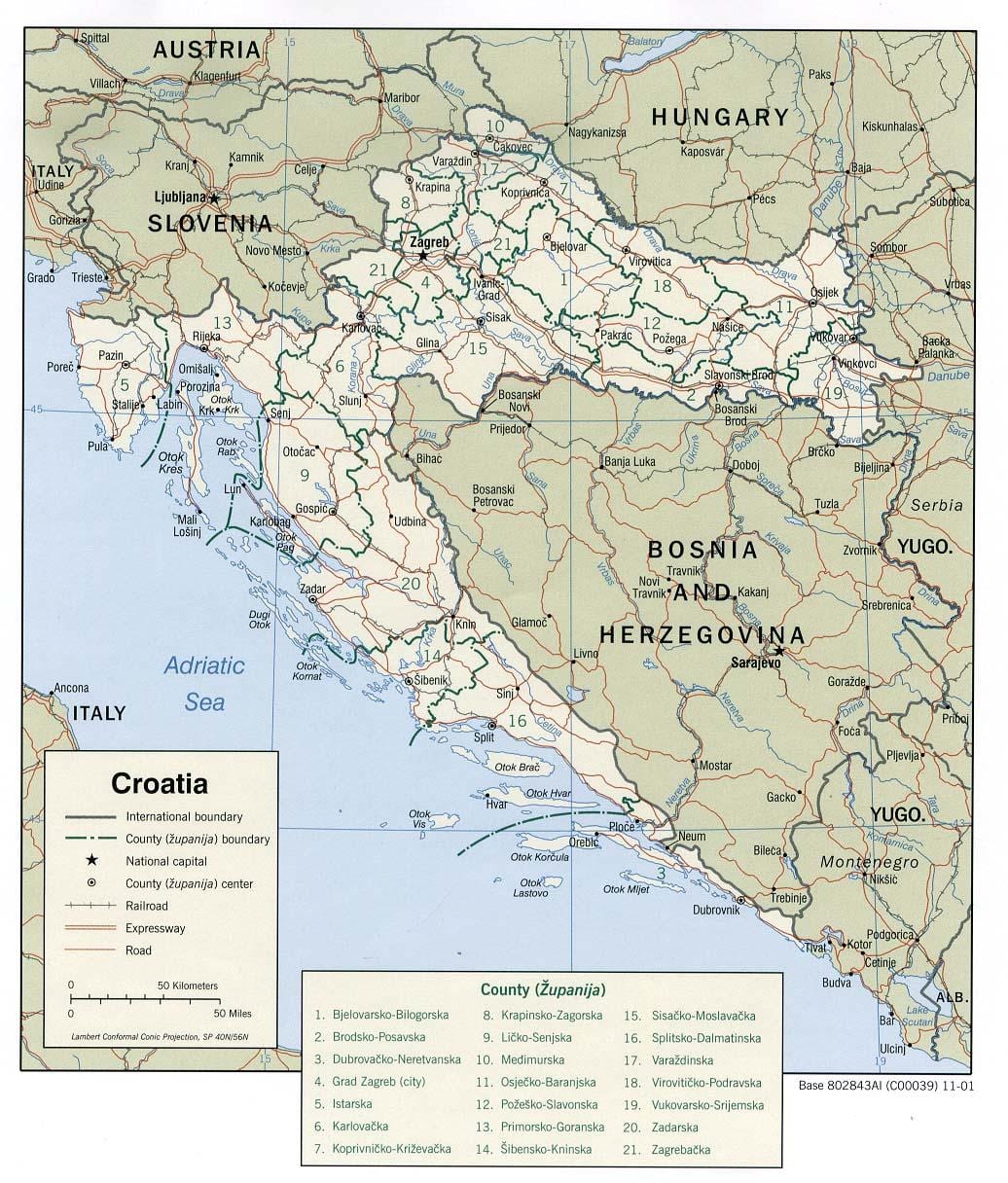 κροατικά μαρίνες χάρτης