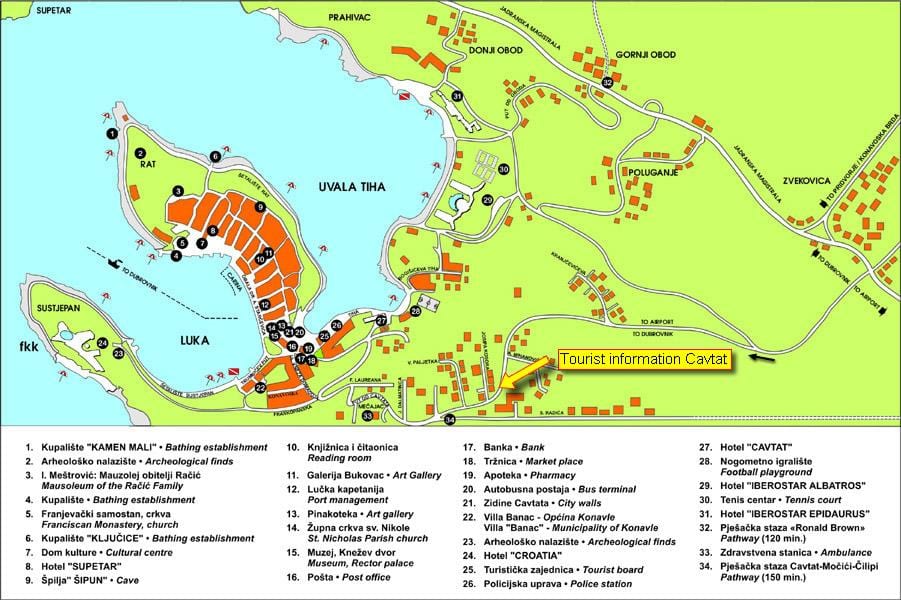 χάρτης της cavtat, κροατία 