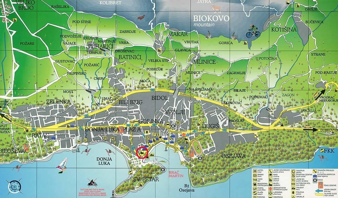 χάρτης του makarska, κροατία