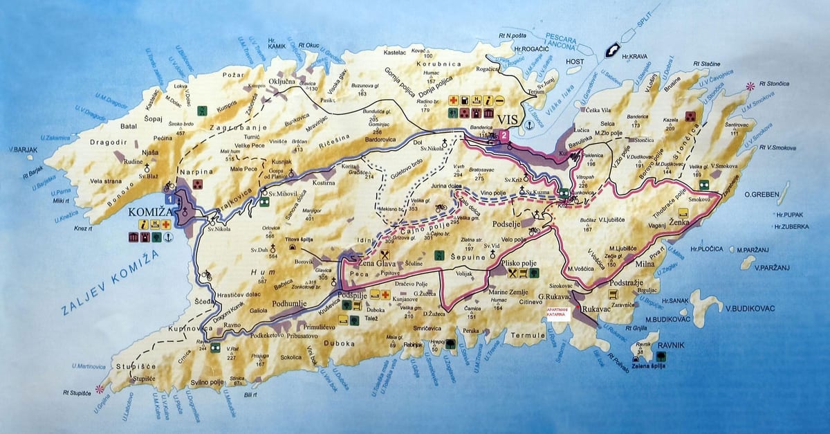 χάρτης vis, κροατία