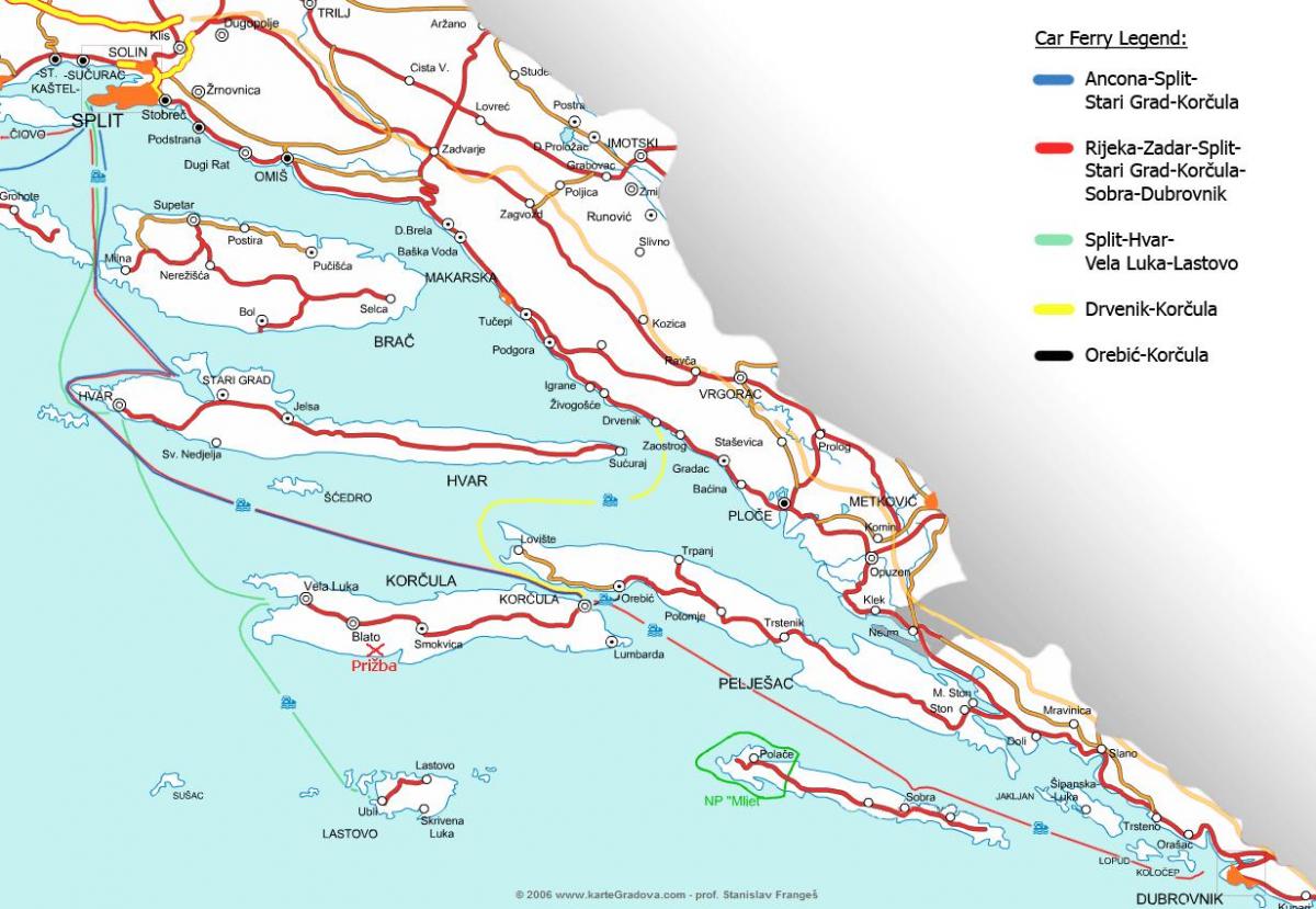 χάρτης της κροατίας πλοίο