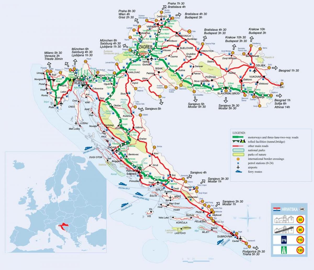 χάρτης της κροατίας τρένο