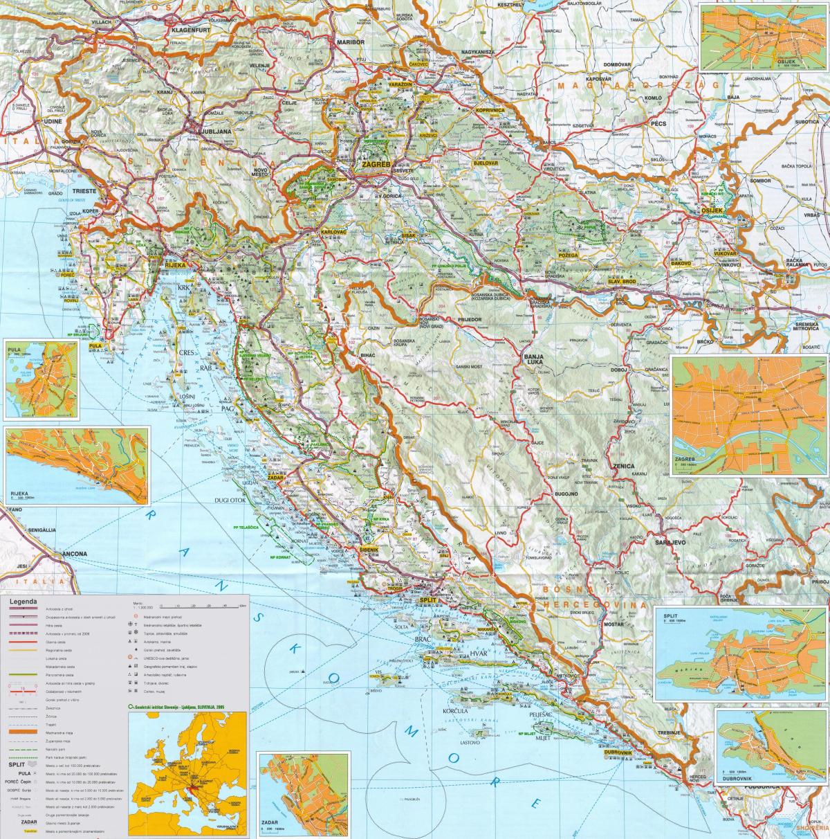 πρωτεύουσα της κροατίας χάρτης