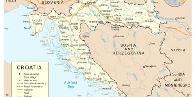 Χάρτης της κροατίας με πόλεις