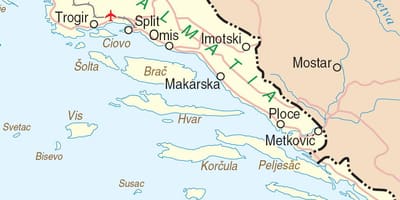 Χάρτης της νότιας κροατίας