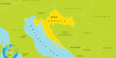 Χάρτης της κροατίας και τις γύρω περιοχές